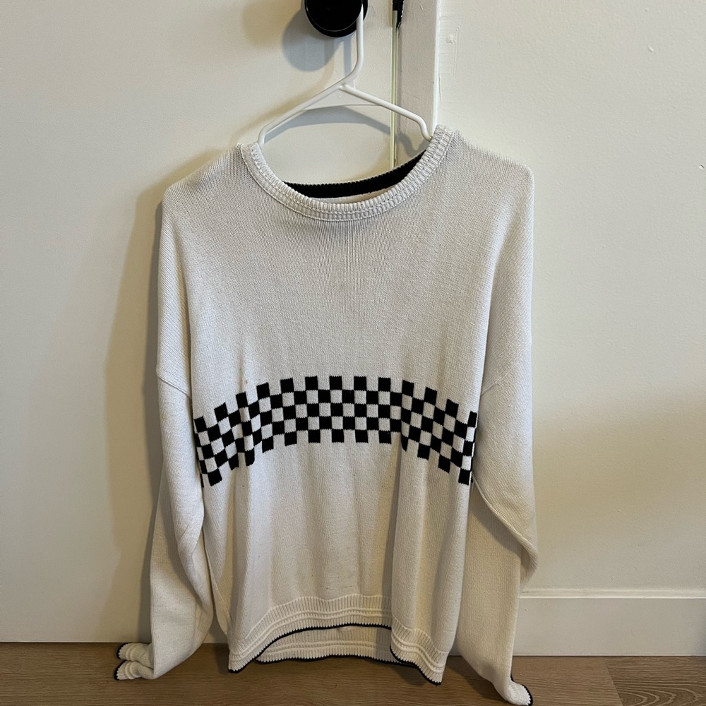 White Checkered Crewneck